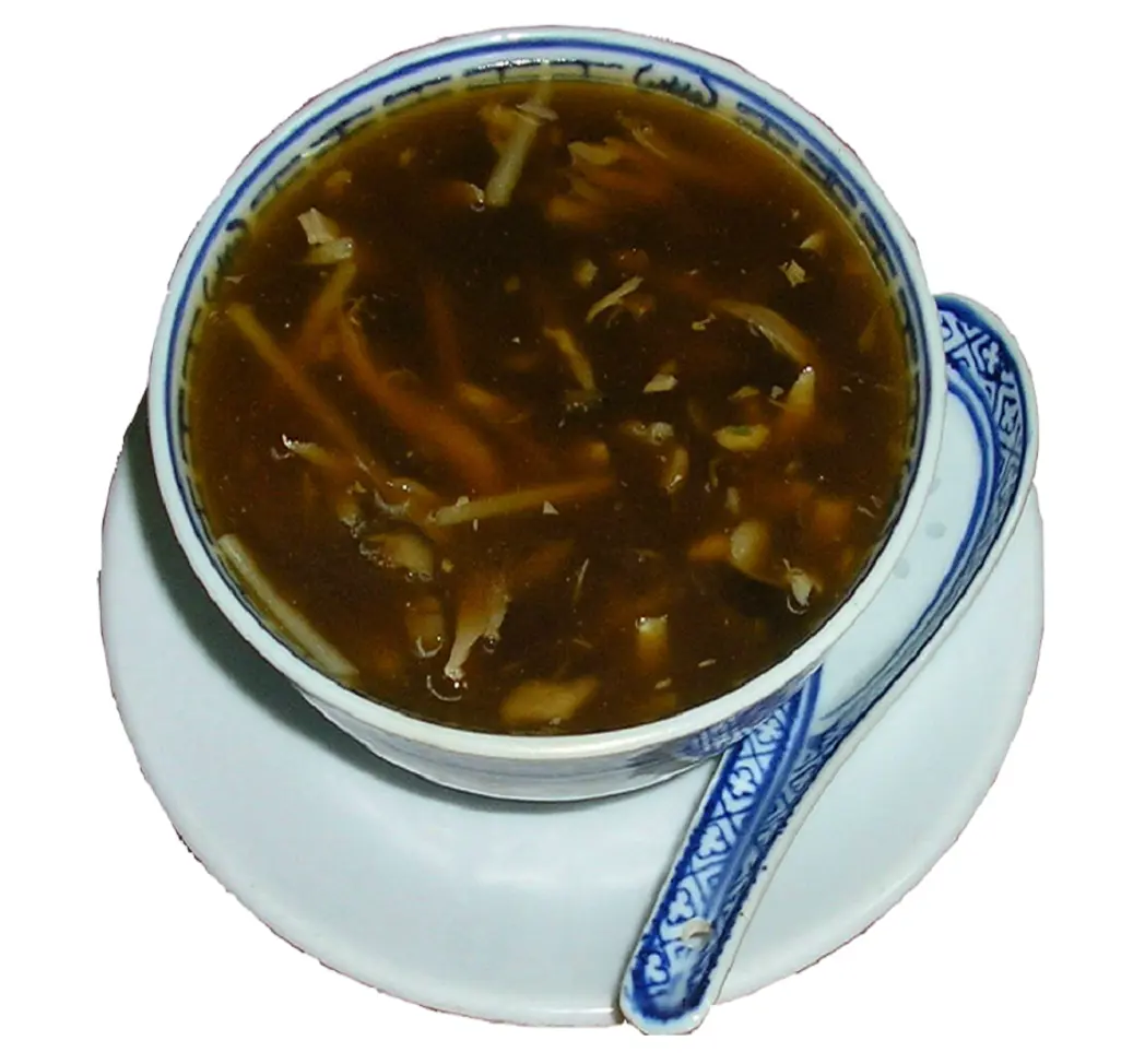 Sopa de pato con setas chinas y bambú