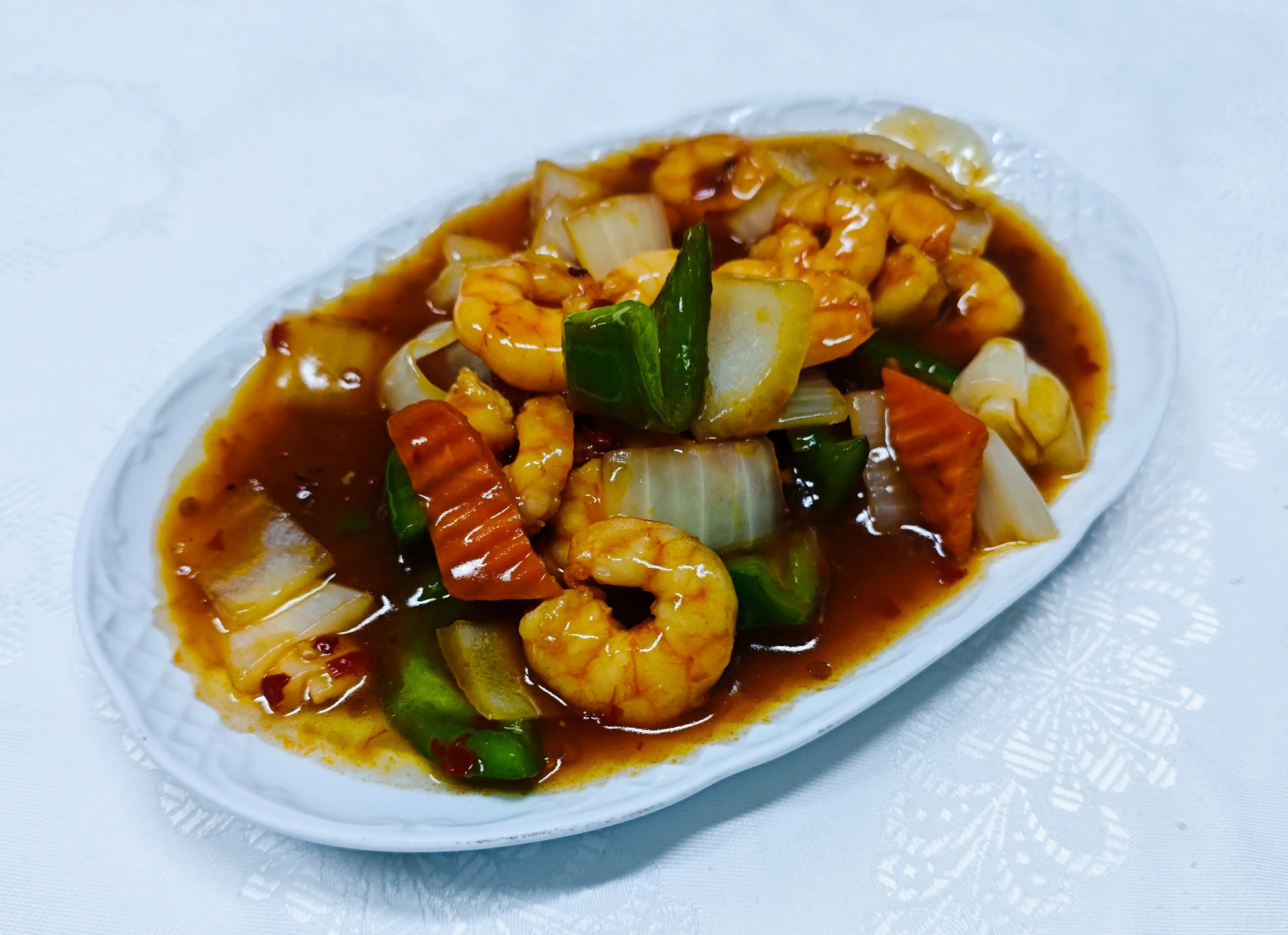 Gambas con salsa picante
