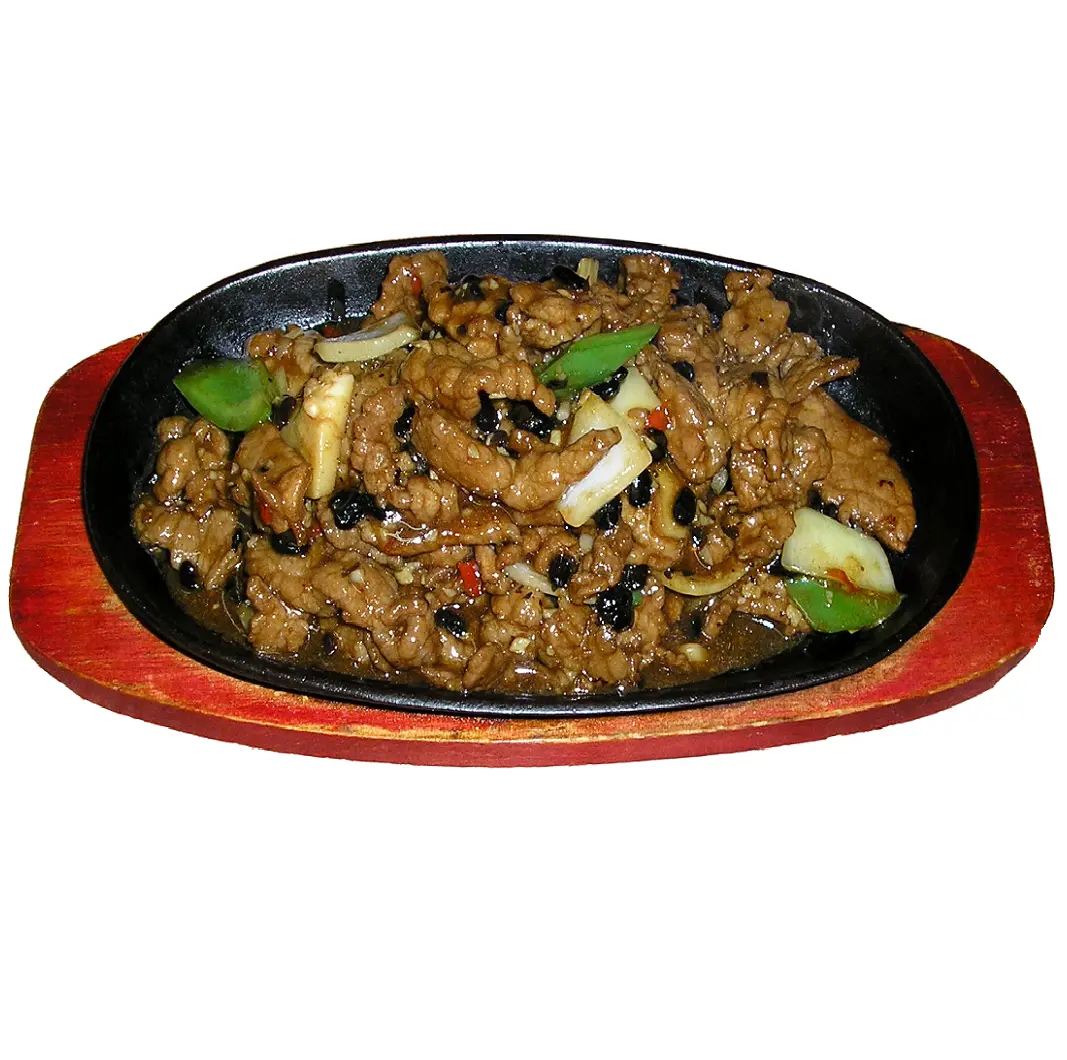 Ternera con judías negras y ajo