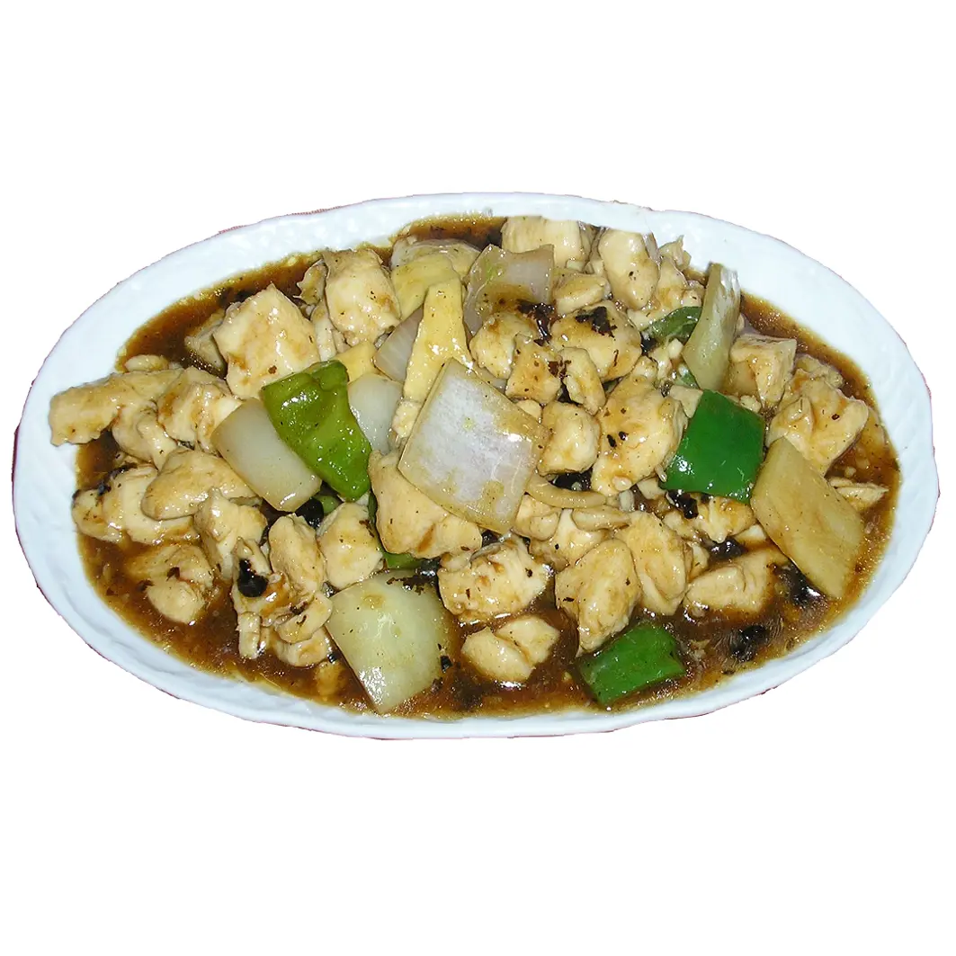 Pollo con judías negras y ajos